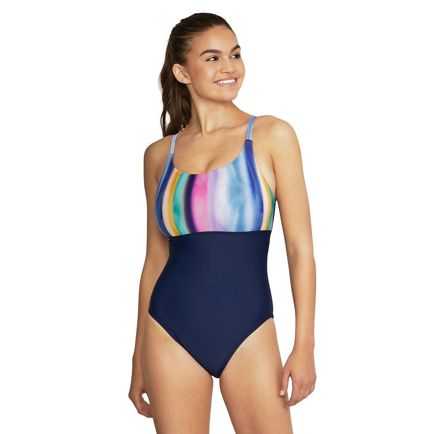 Speedo Women’s Adjustable Double Strap One Piece Swimsuit