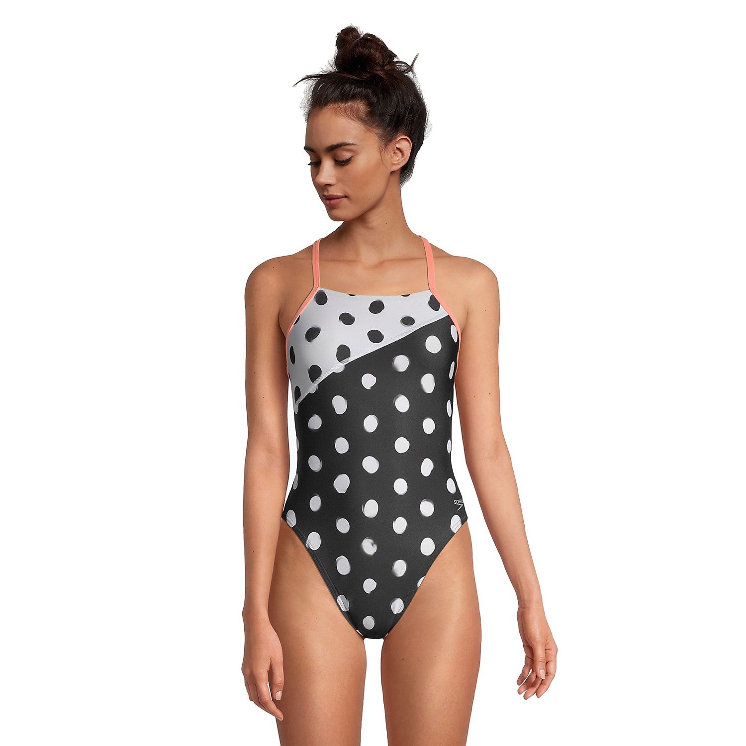 Speedo Womens Polka Dot Tie Back One Piece Swimsuit