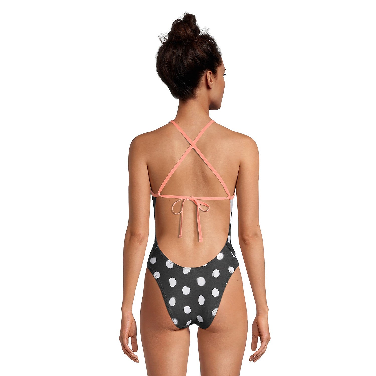 Speedo Womens Polka Dot Tie Back One Piece Swimsuit