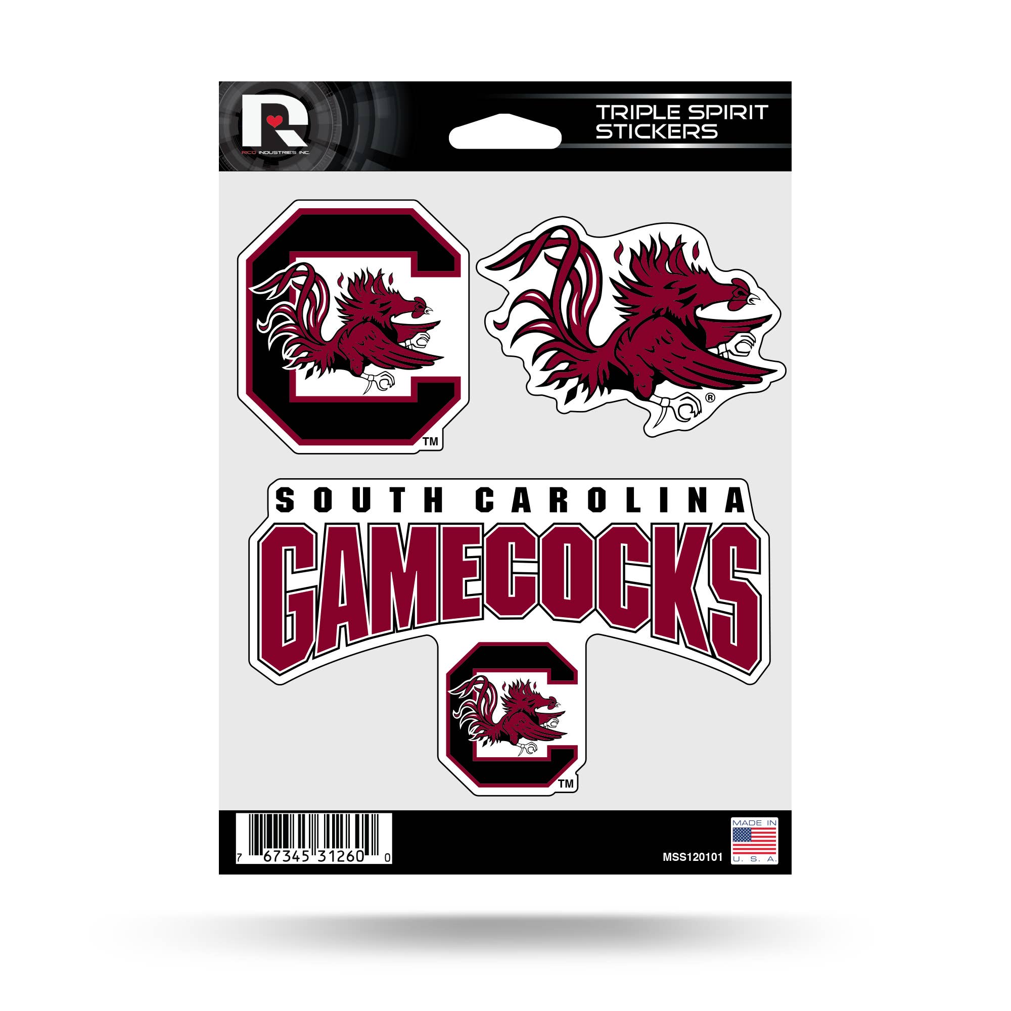 South Carolina Gamecocks Triple Spirit Stickers