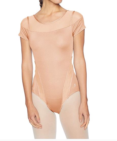 Danskin Women's Short Sleeve with Mesh Leotard