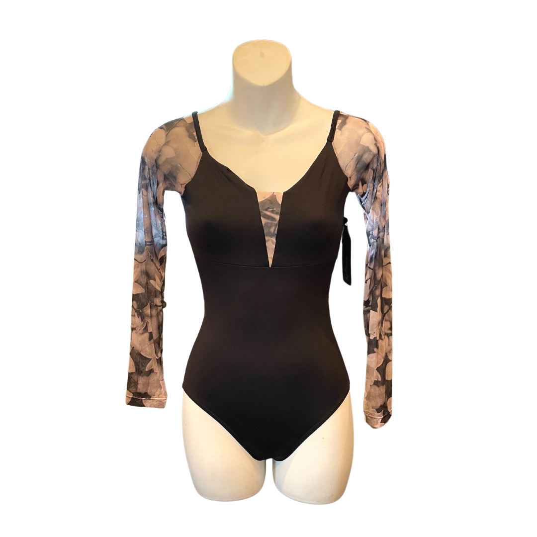 So Danca BE YOU Mesh Floral Long-sleeve Leotard