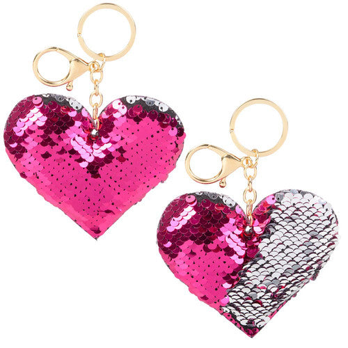 Flip Sequin Heart Keychain