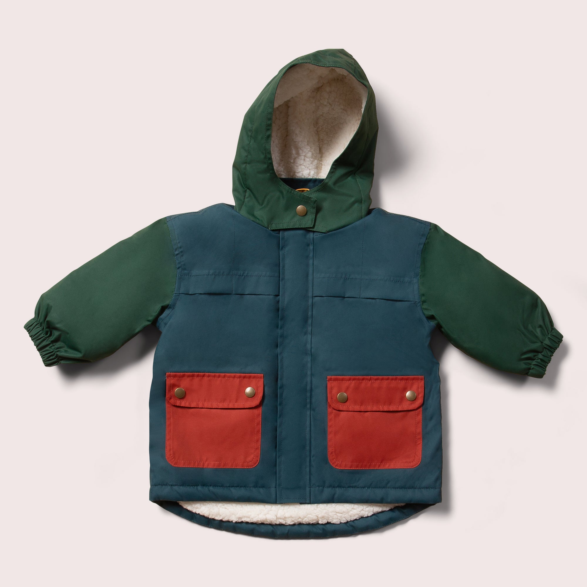 Blue Colour Block Recycled Waterproof Winter Coat - Little Green Radicals product image