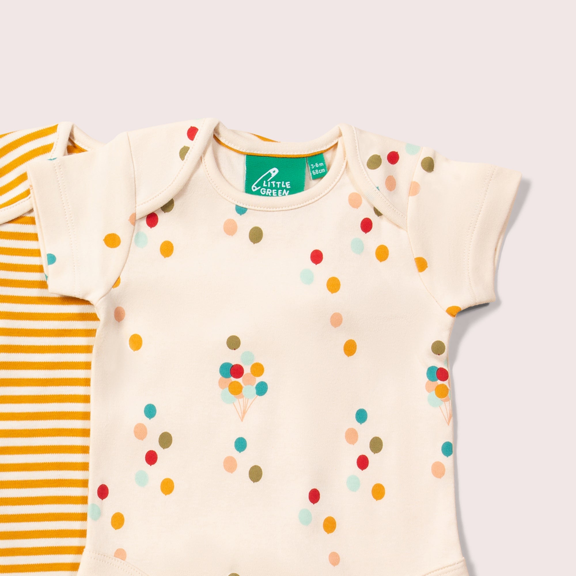 Rainbow Balloons Organic Baby Bodysuit Set - 2 Pack-image-1