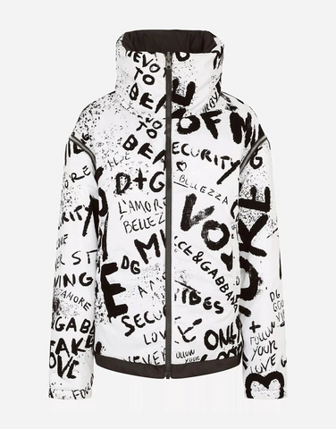 DG Graffiti Print Reversible Flocked Jacket