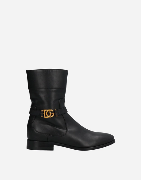 PLAQUE LOGO ANKLE BOOTS