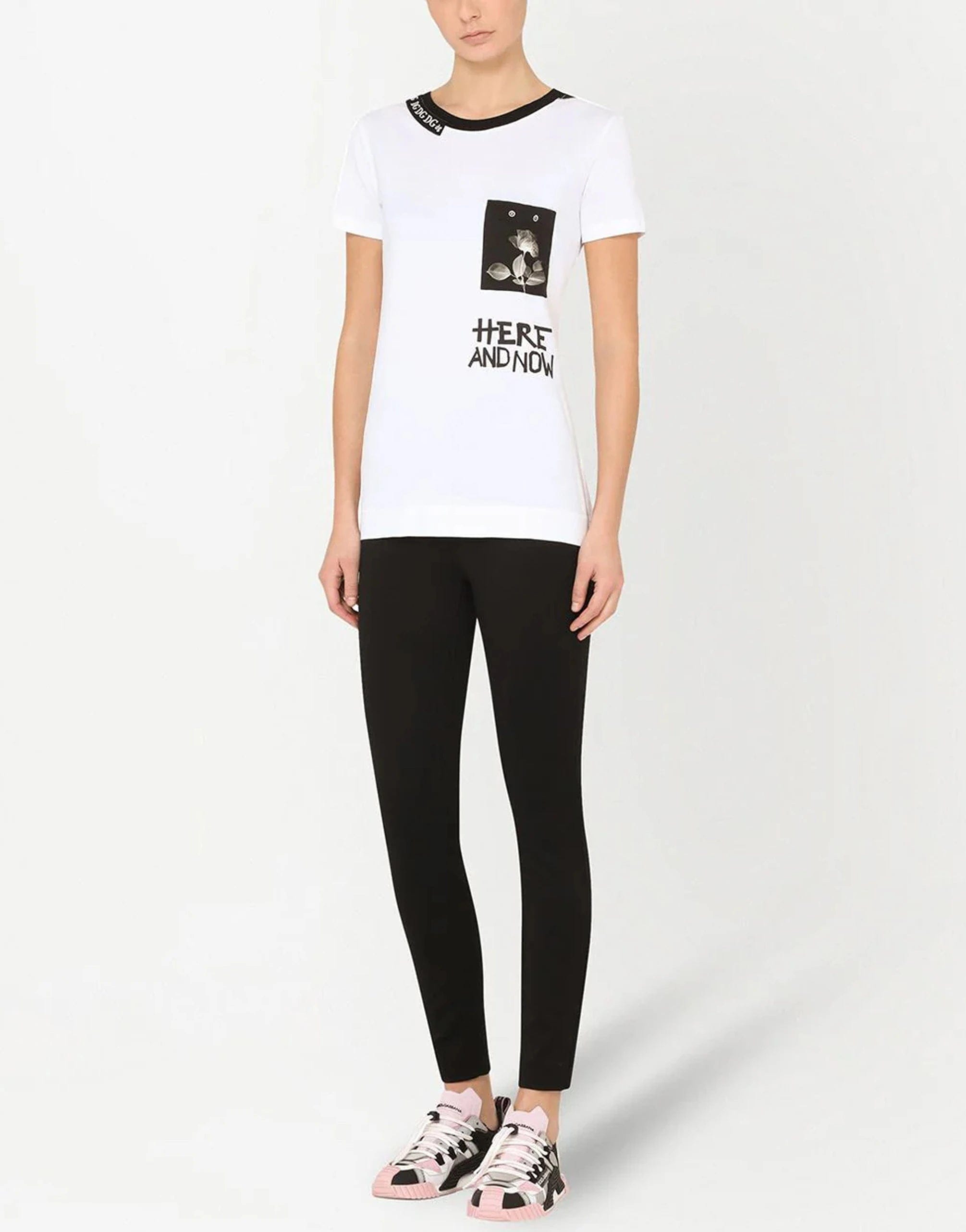 here and now slogan print t shirt 39522142847191