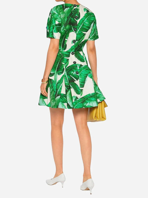 Dolce & Gabbana Banana Leaf Pineapple Embellished Dress | Sendegaro