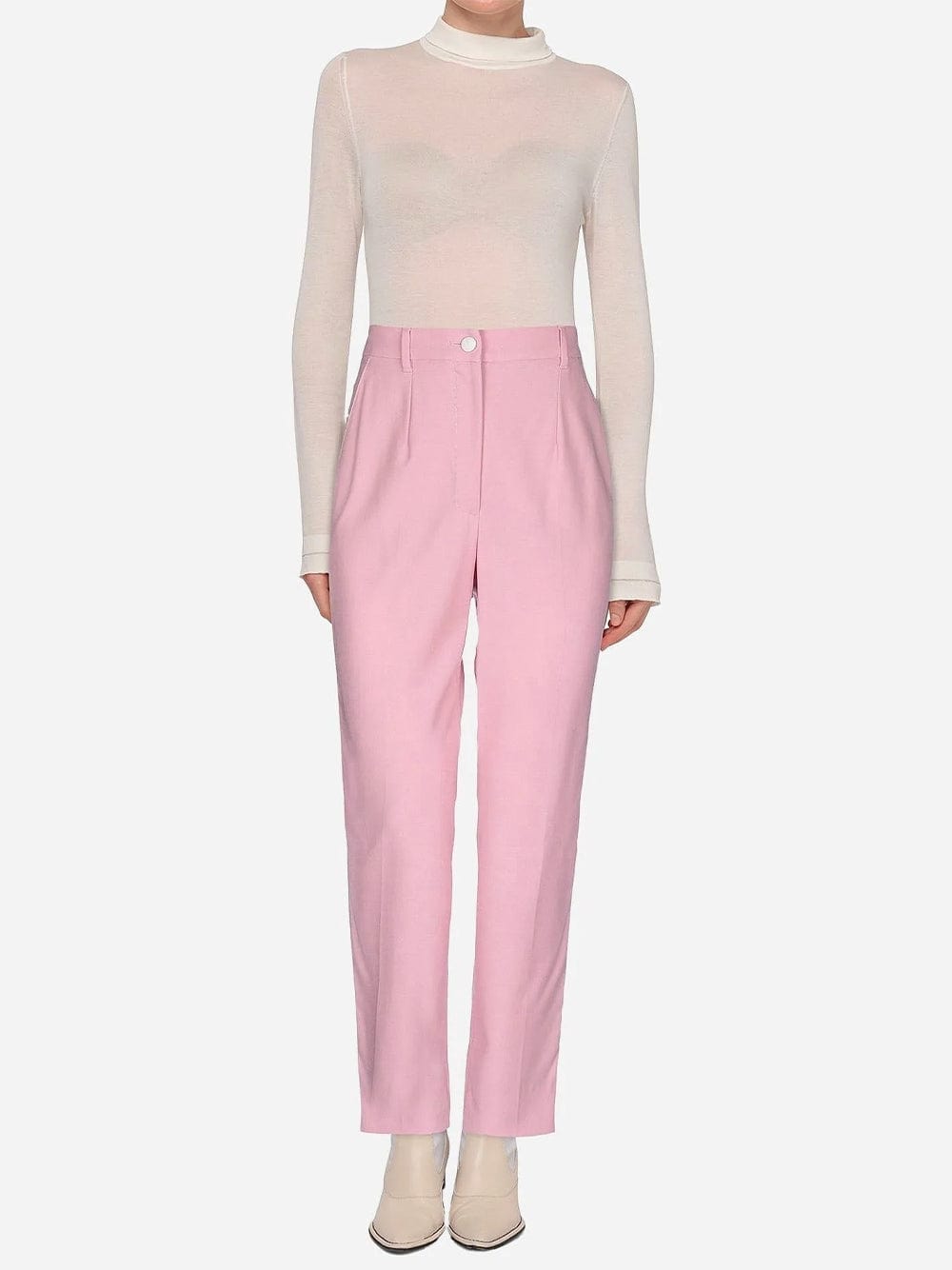 Dolce & Gabbana Pink Floral Brocade High Waist Trouser Tapered Pants – AUMI  4