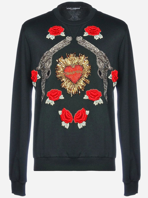 Dolce & Gabbana Sacred Heart Pistols Embroidery Sweater | Sendegaro