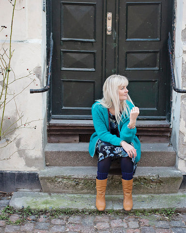 Dagens outfit | blomstret Celine retro kjole med turkis cardigan