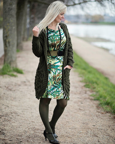 Dagens outfit | Celine kjole jungle green med grøn cardigan