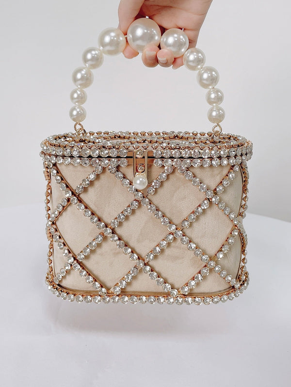 Mini Square Bag Faux Pearl Decor Chain Strap