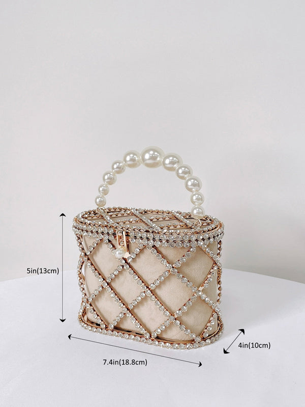 Mini Square Bag Faux Pearl Decor Chain Strap