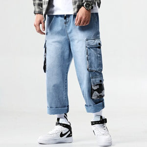 blue jean cargo pants