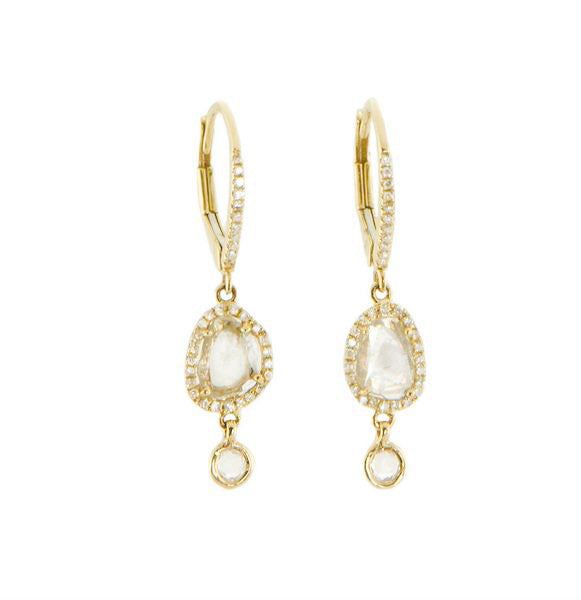 14kt gold raw sliced diamond earring drip earring – Luna Skye