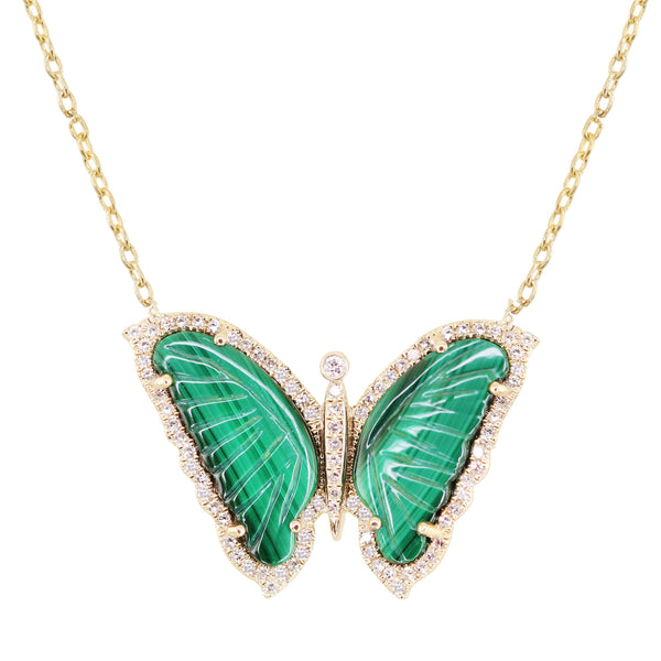14kt gold and diamond white mother of pearl baby butterfly necklace ...