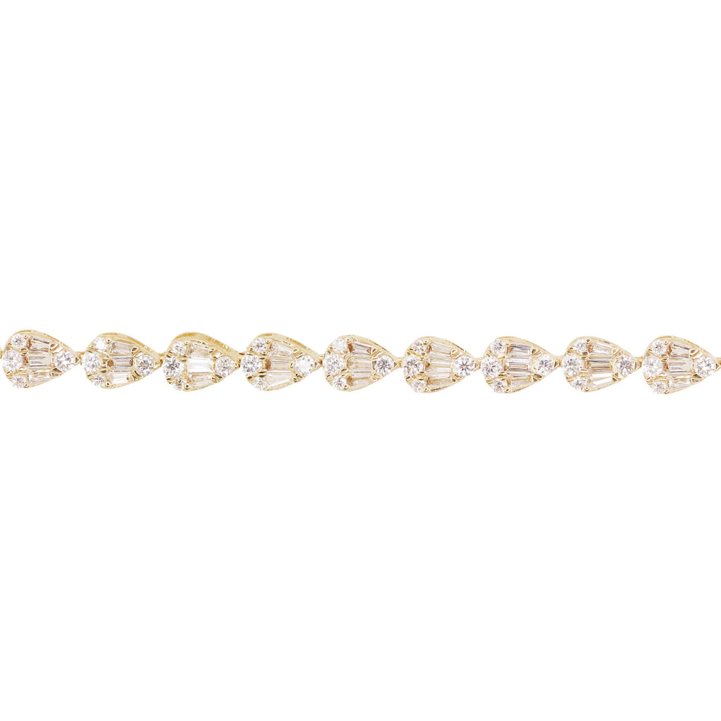 14kt gold full teardrop baguette diamond bracelet – Luna Skye