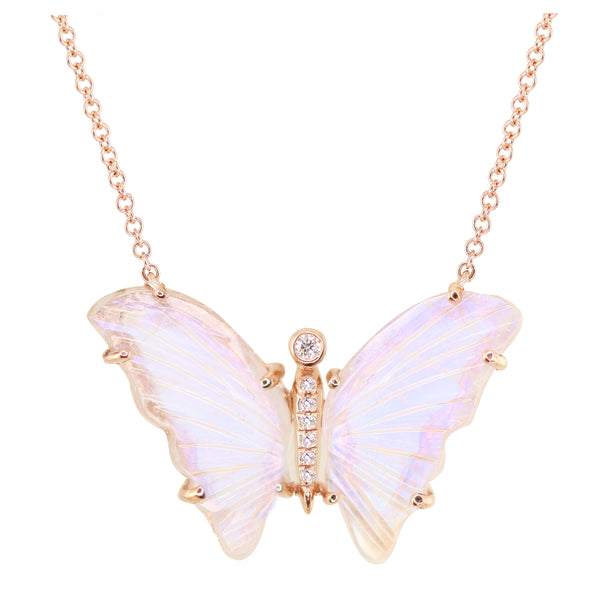 14kt yellow gold and diamond wild lapis baby butterfly necklace– Luna Skye