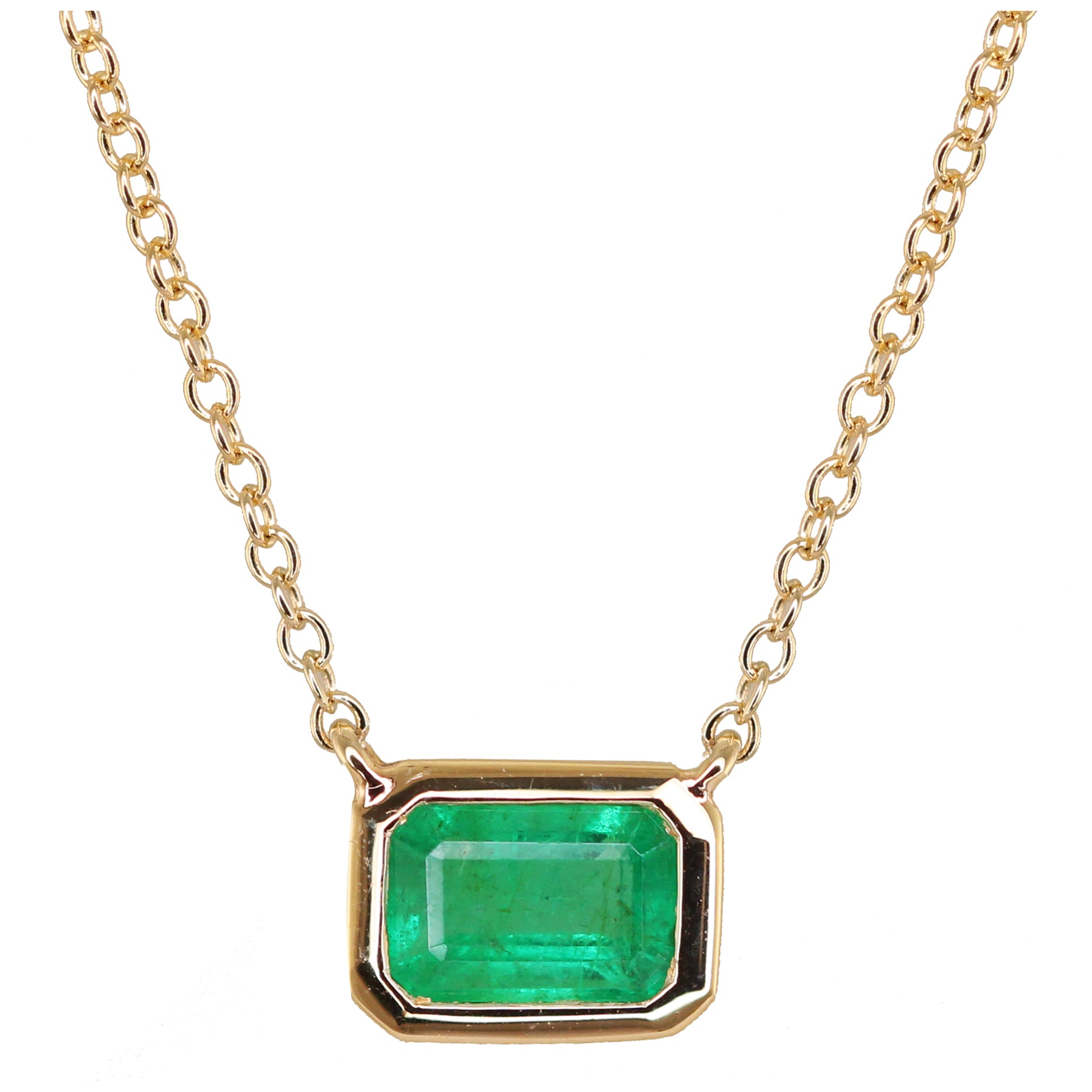 14kt gold petite emerald bezel necklace– Luna Skye