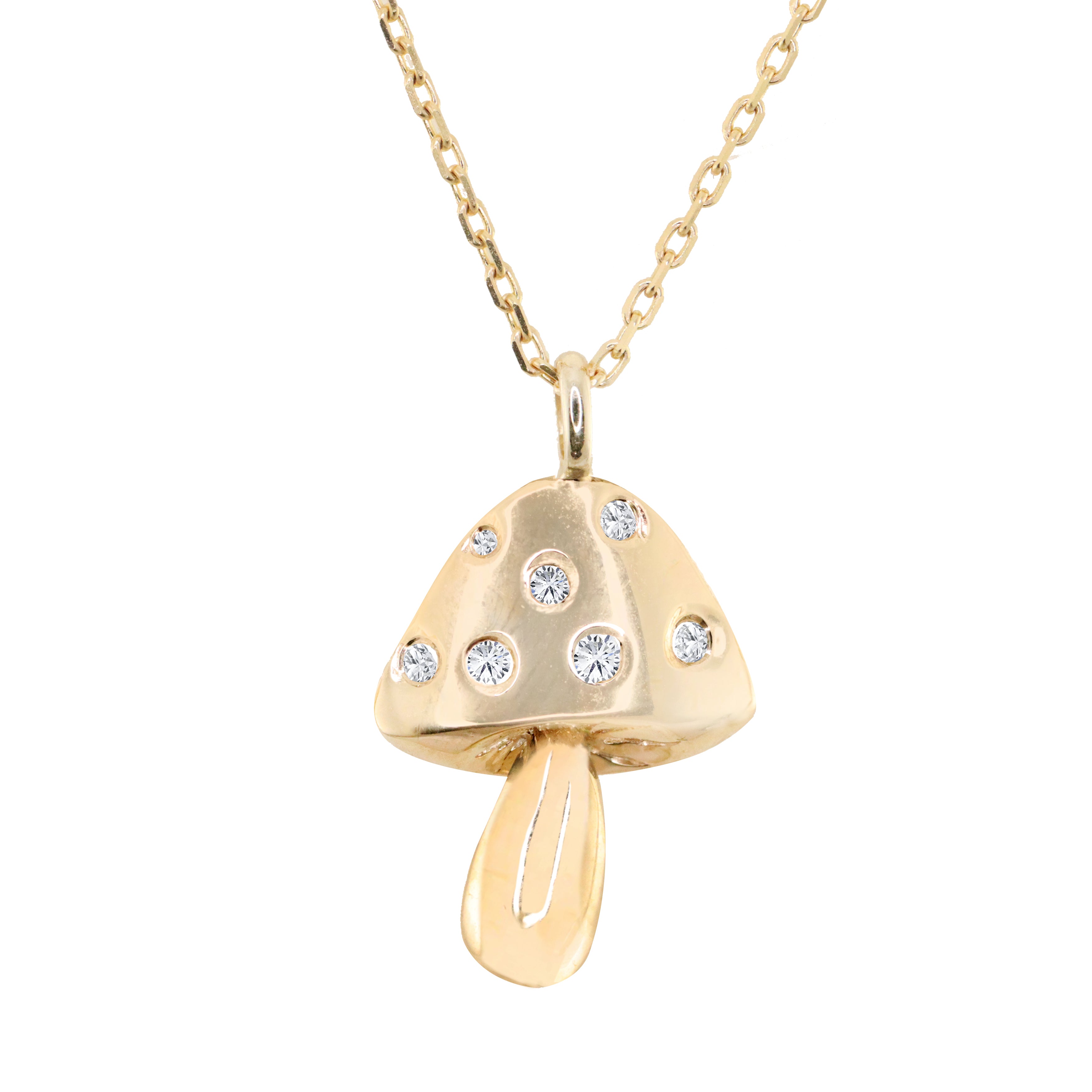 1/6 CT. T.W. Diamond Mushroom Necklace Charm in Sterling Silver with 14K  Gold Plate | Banter