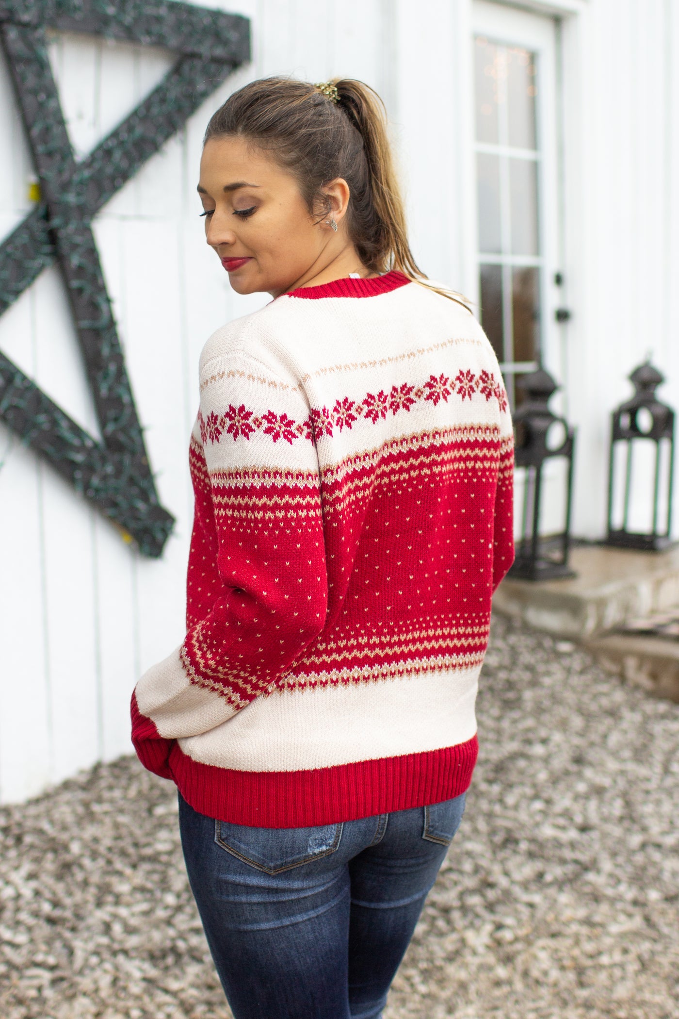 Jingle All The Way Printed Sweater Red/Ivory