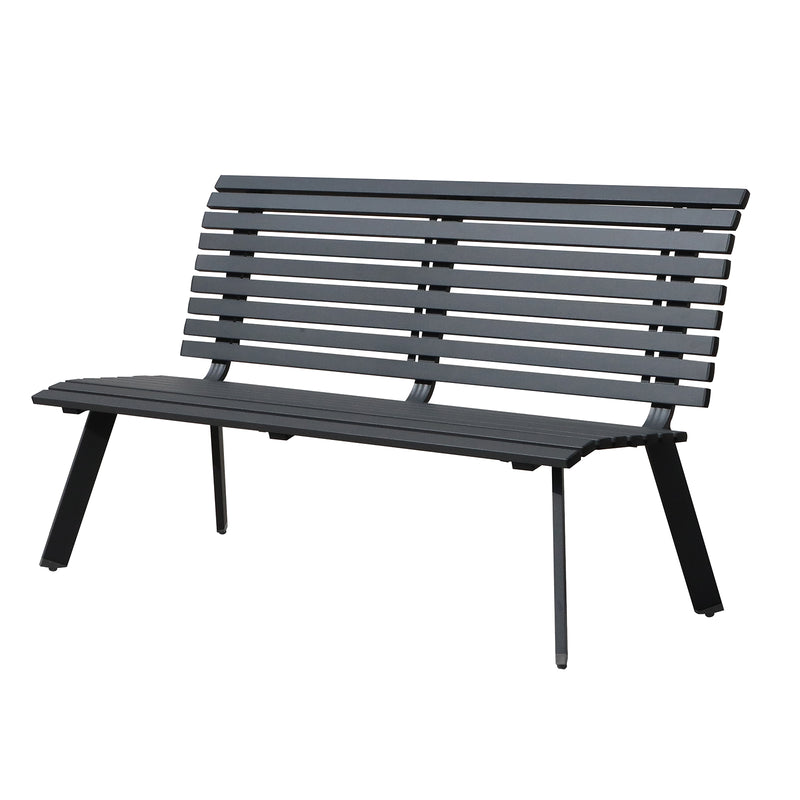 Outdoor Aluminum Garden Bench, Patio Porch Chair Furniture, Dark Grey