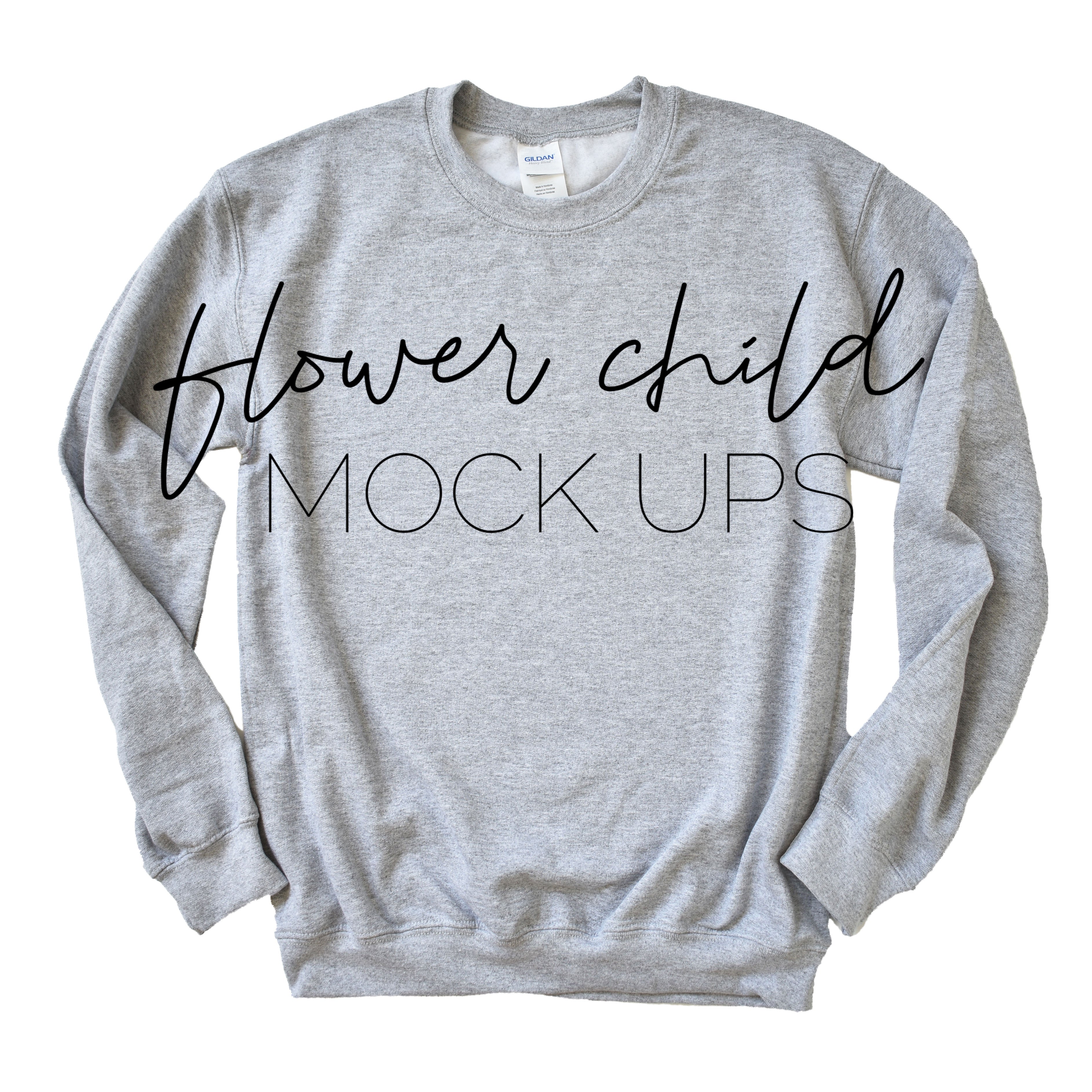 Download Gildan 18000 Sweatshirt Mock Up Sport Grey Flower Child Mock Ups