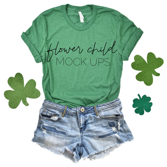 St Patricks Day Mockup Bella Canvas Mockup Kelly Green 