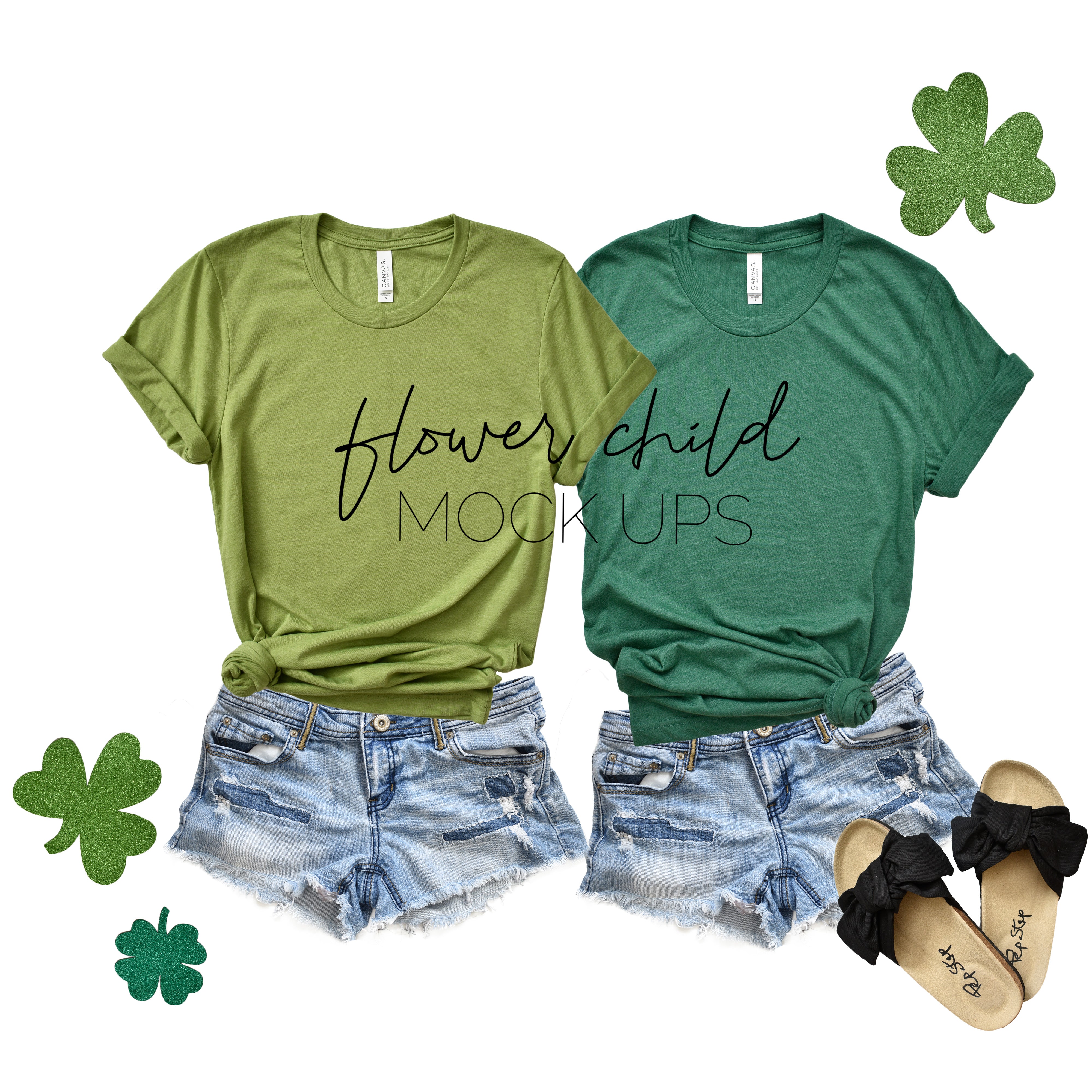 Download Bella Canvas 3001 Heather Green Heather Grass Green St Patrick S Day Flower Child Mock Ups