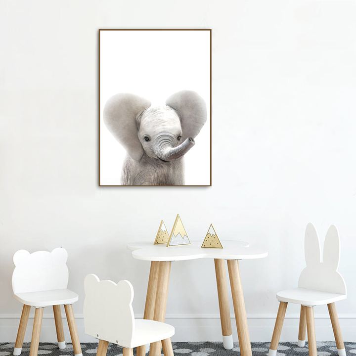 Cadre carré avec Illustration Eléphant pour Chambre Enfant bébé 25x25cm