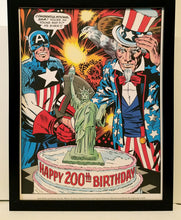 Load image into Gallery viewer, Captain America Bicentennial by Jack Kirby 9x12 FRAMED Marvel Comics Vintage Art Print Poster
