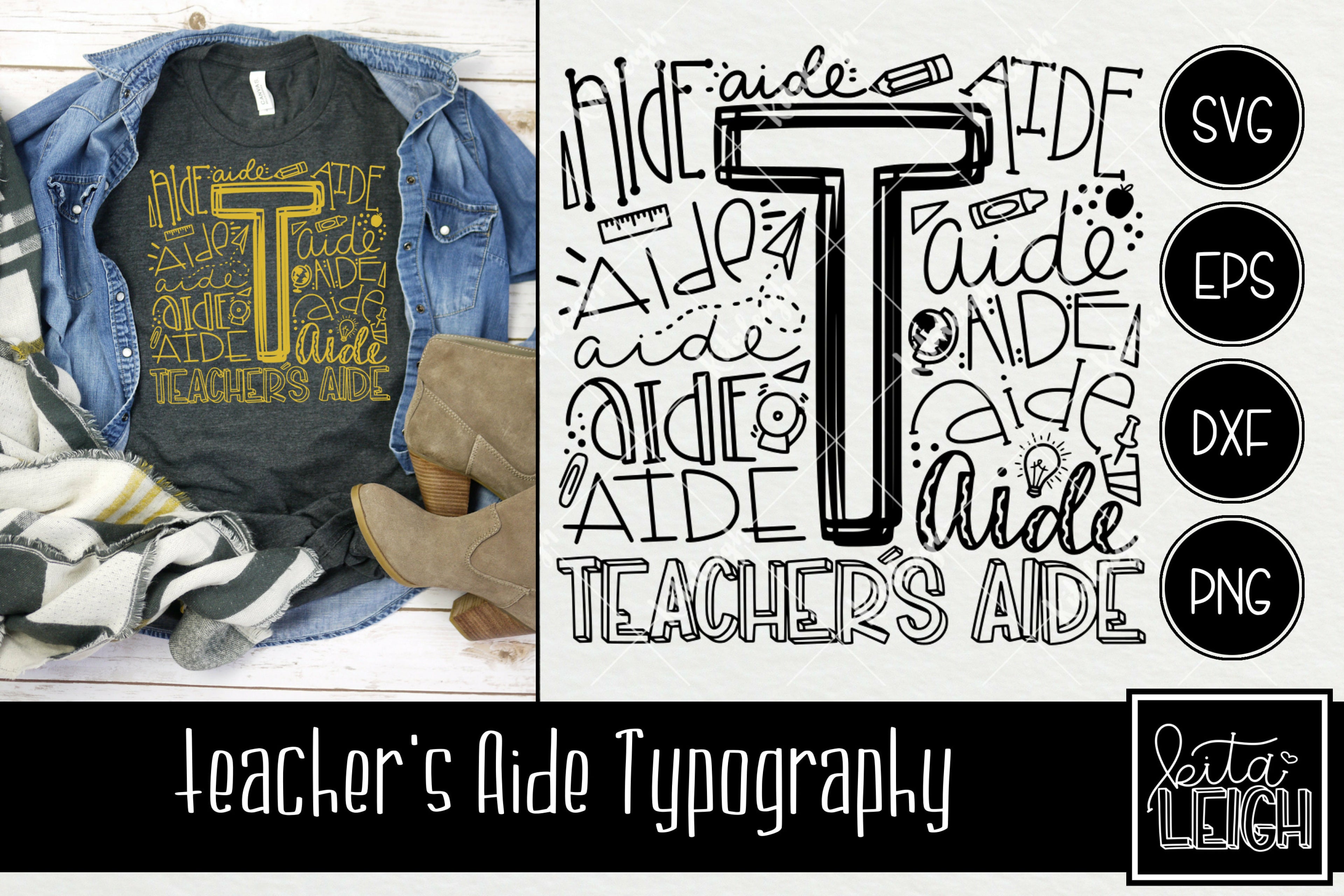 Download Teacher S Aide Typography Kitaleigh Llc