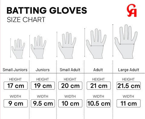 batting gloves size chart