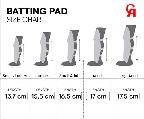 cricket leg pad size chart
