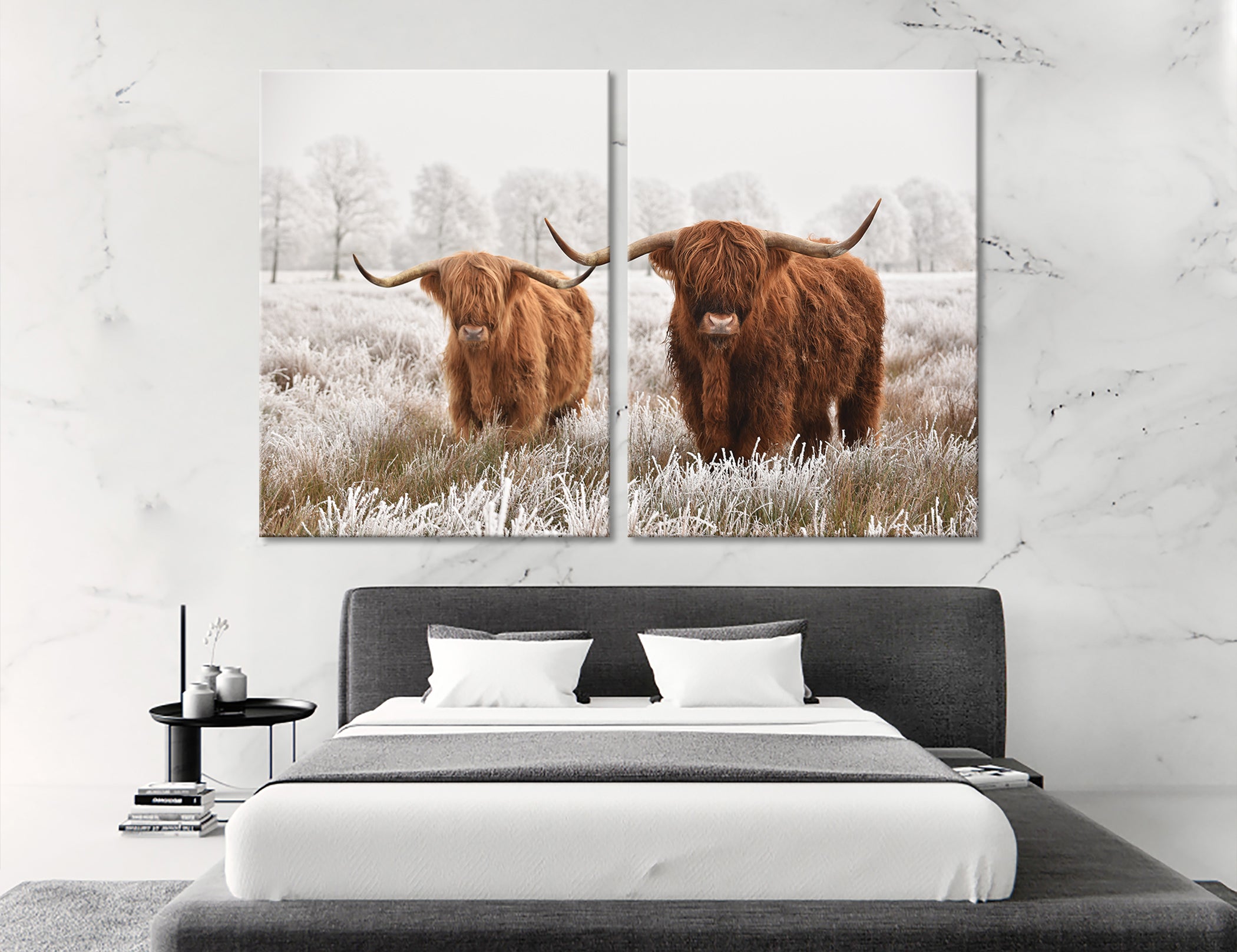Highland Cow Print Removable Wallpaper Longhorn Wall Art Bedroom