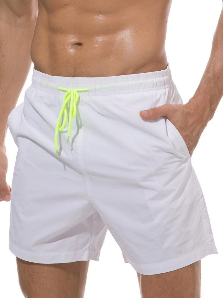 Esporte Do Cordão Tronco Cor Sólida Calções De Praia Para Homens