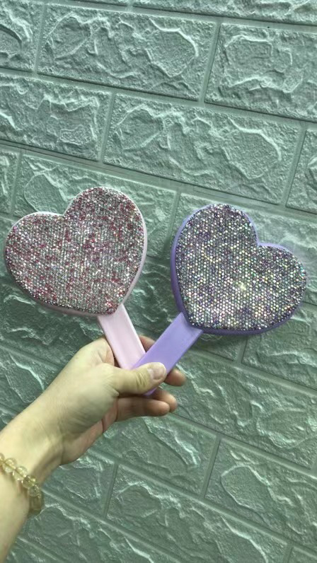 2 Pcs 8.85 Inch Bling Rhinestone Handheld Mirror Dazzling Adorable Heart  Shaped Hand Mirrors with Handle Cute Decorative Cosmetic Mirror Portable  Travel Glitter Makeup Mirror for Women Girls (Silver)