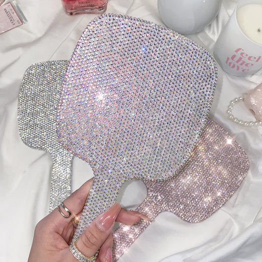 LOPURO Sparkling Rhinestone Heart Shaped Handheld Mirror Diamond Painting  Glitter Rhinestones Mirror Heart Mirror Bling Cosmetic Hand Mirror for  Women Girls (1pc White)