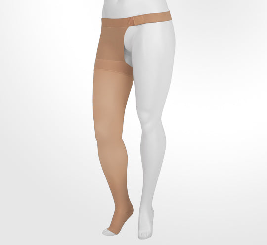 Juzo Soft Style Thigh High Compression Socks 20-30 mmHg Open Toe Hip Attach Right Short Compression Stockings