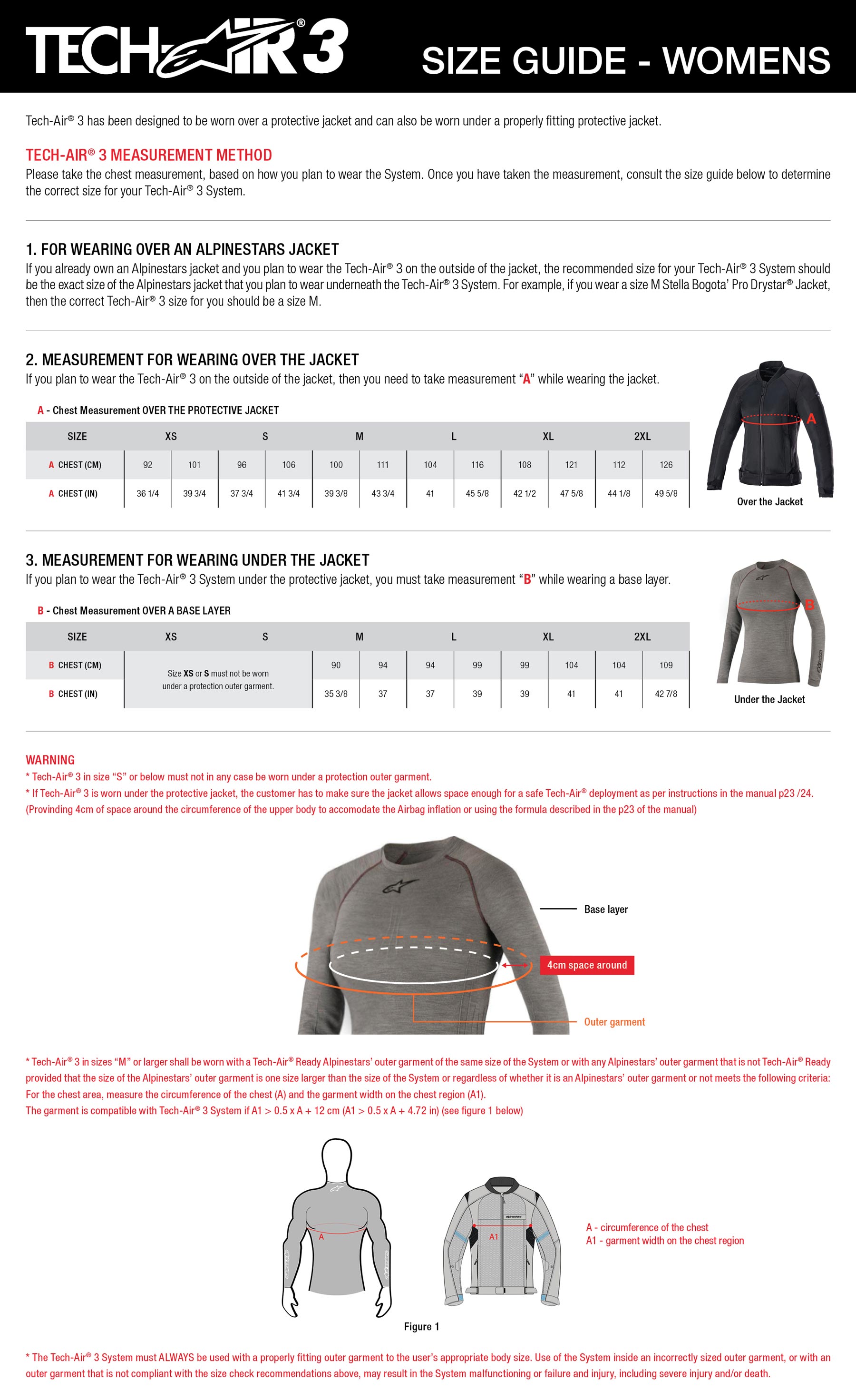 Product sizing chart