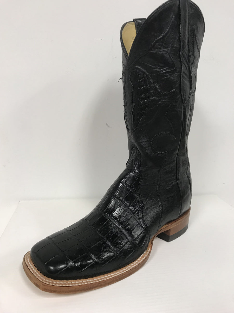 Q8706 Cowtown Black Smooth Gator Square Toe Boot – Tanger OBF
