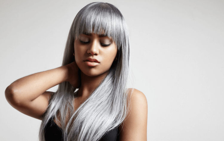 american african woman with silver wig