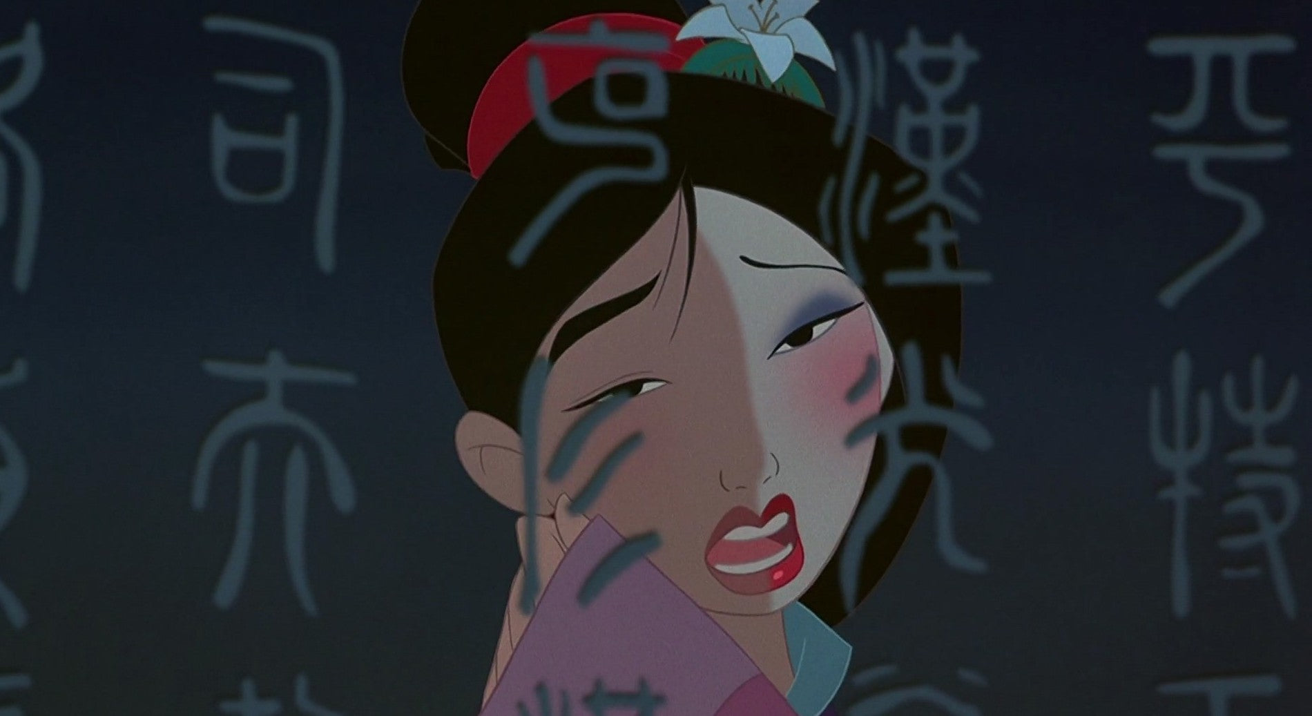 Mulan Swiping Away Her Makeup