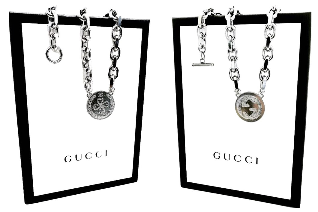 Large Repurposed Gucci GG & Lucky Hearts Reversible Coin Chocker