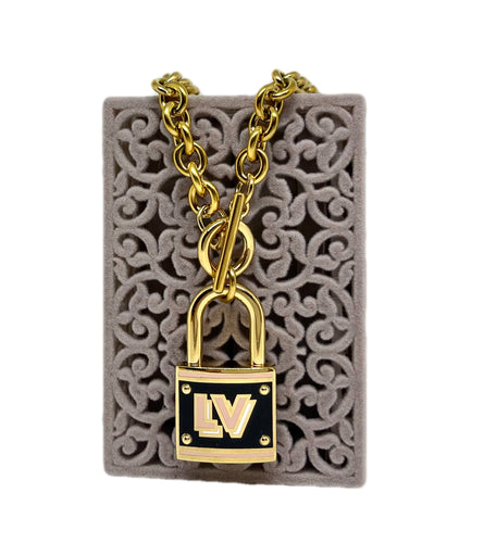 Repurposed Gold Louis Vuitton Rare Key Charm Necklace