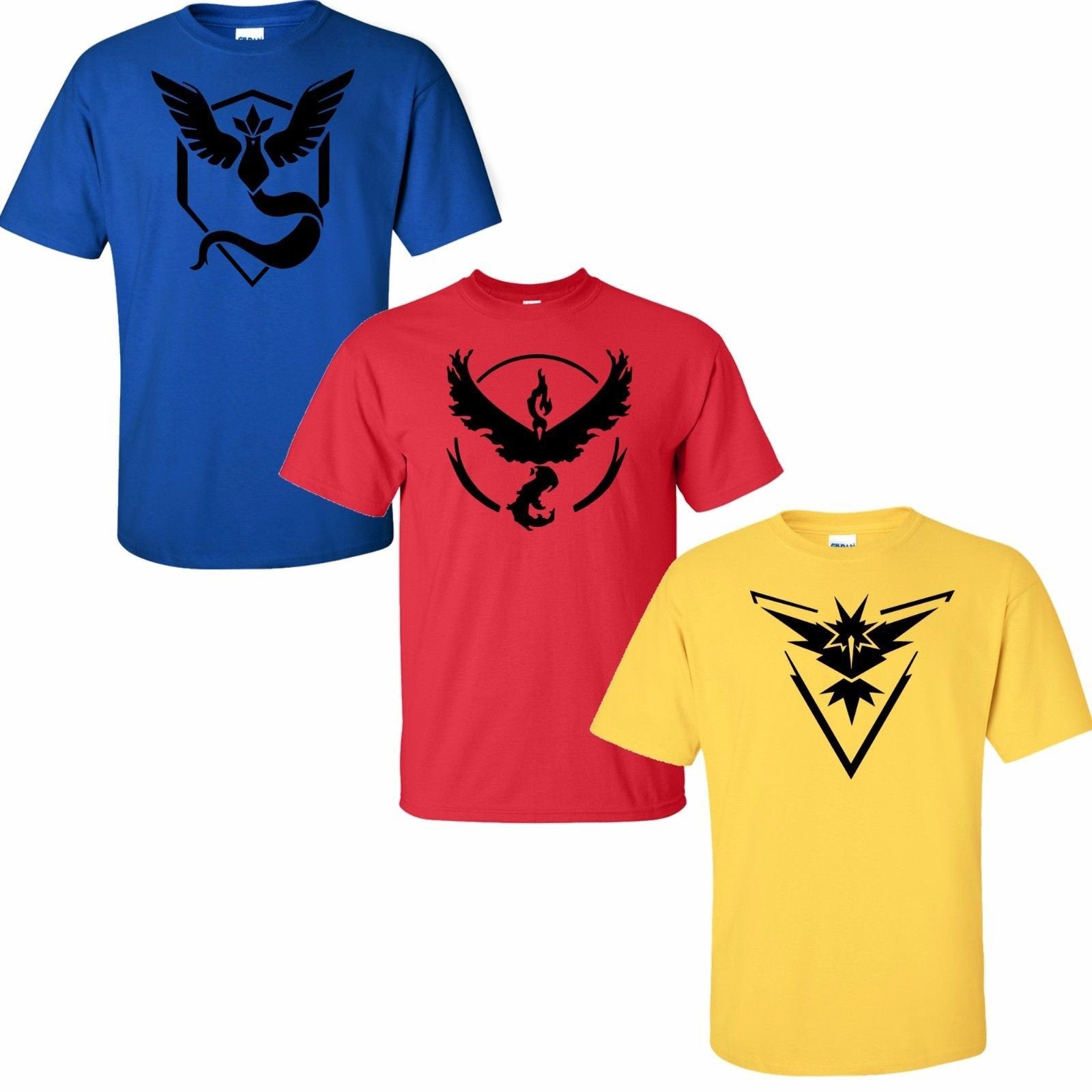 Pokemon Go Logo Team Red Valor Yellow Instinct Blue Mystic T Shirt Cos