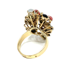 Load image into Gallery viewer, 10K Gold Multicolor Jade Cluster Ring