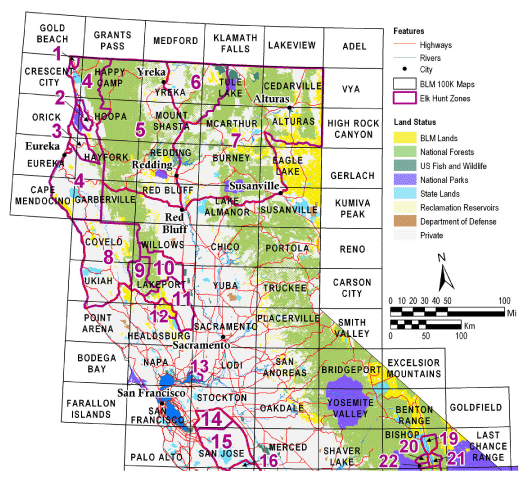 Find BLM and other maps for your northern California Elk Hunting Zone